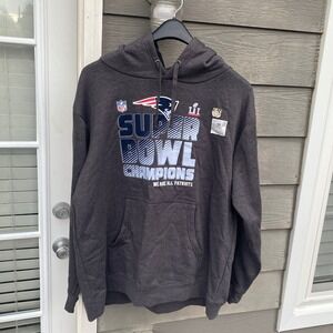 Mens Super Bowl Champions England Patriots Hoodie Sweatshirt Gray NFL‎ Football
